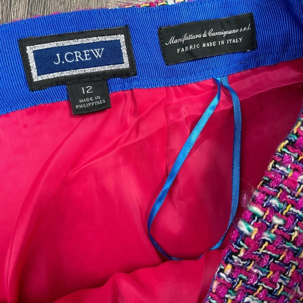 J.Crew Autumn Tweed Pencil Skirt Womens 12 Pink Purple‎ Made in Italy Classy